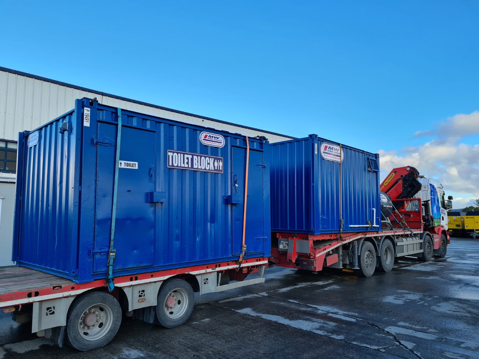2 toilet blocks heading out on hire
